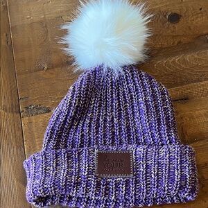 Love Your Melon Purple Knit Beanie with White Pom